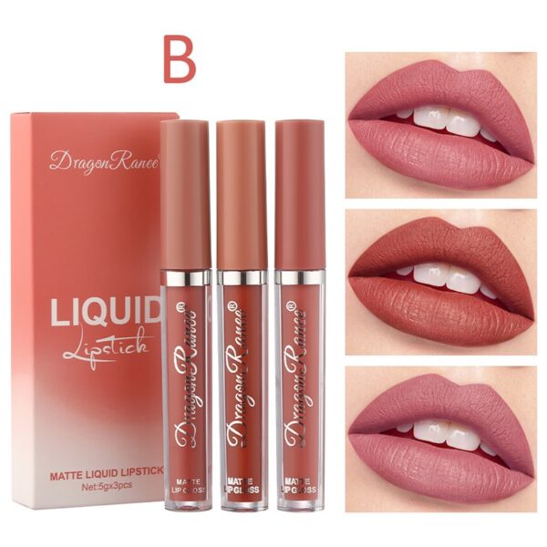 Batom líquido, 3 pçs conjunto, doce matte velvet, esmalte à prova d água de longa duração não-marcação natural lábio matiz kit  yzl1 - Image 11