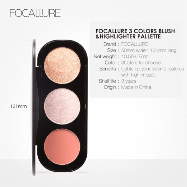 Blush pigmento, Focallure-Paleta De Péssego Maquiagem, Nutrição Mineral, Tonalidade De Bochecha, Contorno De Rosto, Blush Em Pó, Creme, 5 Cores - Image 3