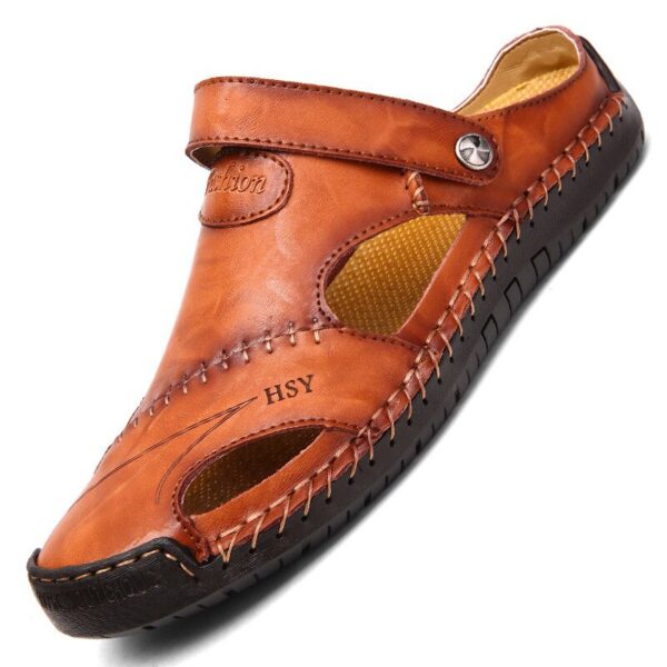 Chinelos masculino clássicos de couro genuíno, sandálias de verão, chinelo exterior, chinelos de borracha de praia respirável, chinelo masculino, 2023 - Image 6