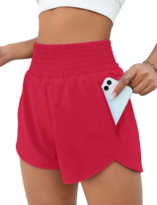 Shorts feminino de cintura alta, bolsos com zíper, treino atlético, shorts de ginástica com forro - Image 17