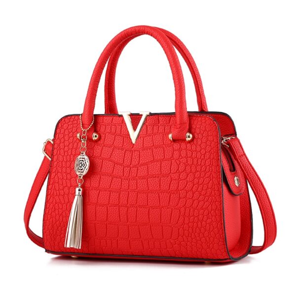 Bolsa de couro para mulheres, bolsa crocodilo, grande capacidade, designer, letras V, senhoras, alta qualidade. - Image 3