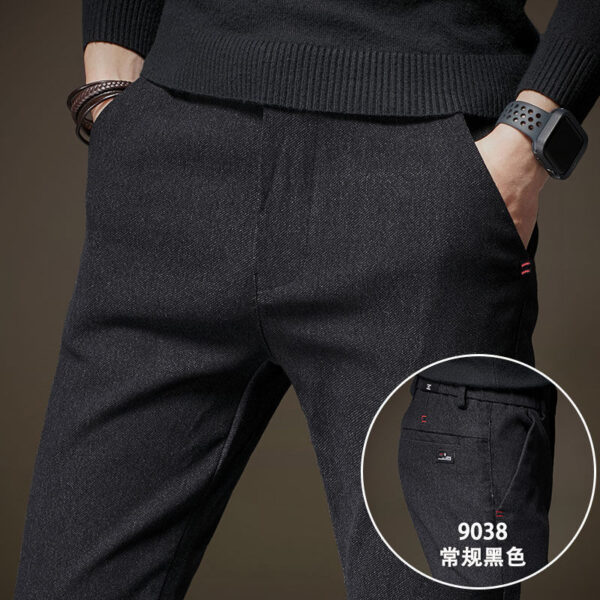 Calças masculina reta Plus Fleece Thicken Men's Casual Sport, Streetwear Moda Outono Inverno, Sólida Completa - Image 5