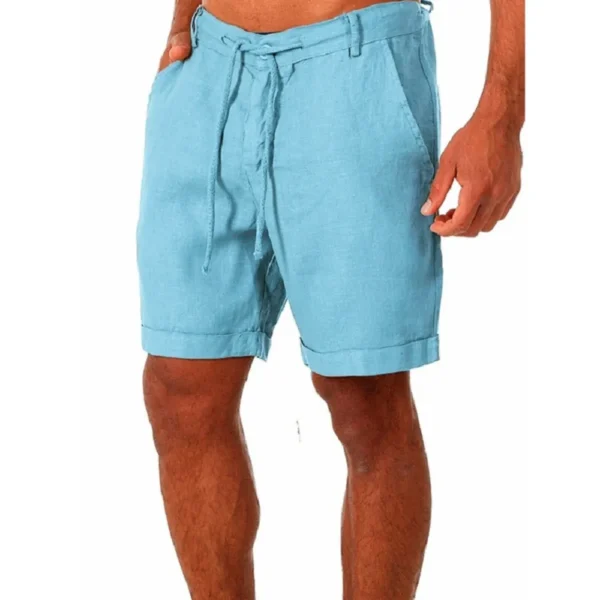 Bermudas masculina de linho de algodão, verão respirável cor sólida shorts, joggers casual streetwear - Image 4