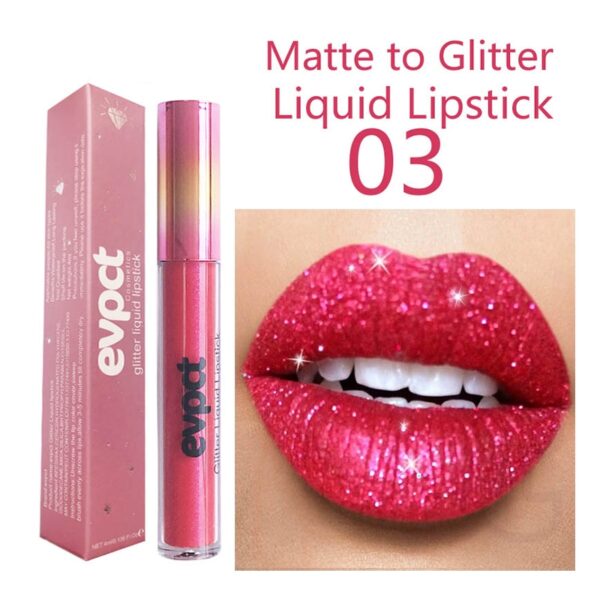 Batom líquido Diamond Pearl, Waterproof Diamond Shimmer Glitter Lip Gloss, 18 Cores Matte Glitter, Color Lip Gloss Sexy Make Up - Image 8