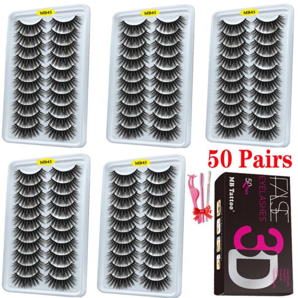 Cílios dramáticos naturais longos Mb, 3d vison, wispies cílios extensão olho, beleza, postiços conjunto falso, 50 pares - Image 17
