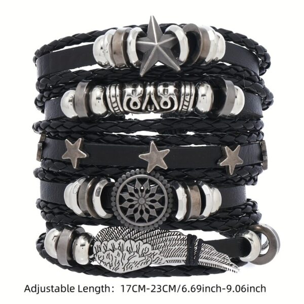 Pulseira couro ajustável, moda viking, mão, pulseiras tecido crânio, jóias ajustável conjunto - Image 22