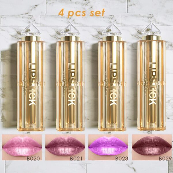 Batom brilho perolado, kit 4 pçs, coreano de longa duração à prova d água, magia, shimmer nude cor glitter batom fosco - Image 16