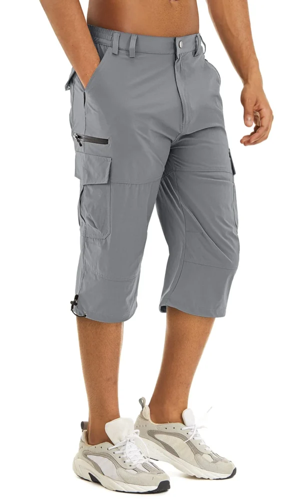 Bermudas masculina cargo, Tacvasen, secagem rápida, 3/4 comprimento, calças capri, multi-bolsos, comprimento do joelho, de verão, praia - Image 18