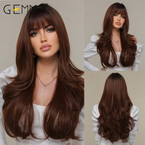 Peruca sintética longa ondulada cosplay GEMMA com Franja, peruca de cabelo natural para mulheres brancas, festa, resistente ao calor, rosa claro - Image 25