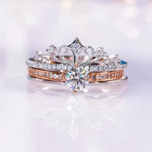 Anéis feminino, nova Coroa Moissanite Set Anel S925, Sterling Silver, Rose Banhado A Ouro, Fine Jewelry Noivado, Presente, 2023