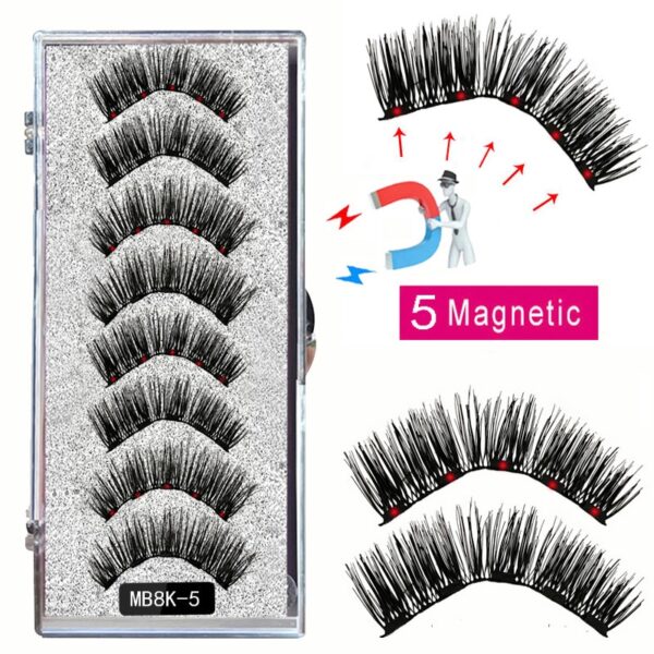 Cílios magnéticos, LEKOFO,  Natural Mink Eye Lashes, 5 Cílios Magnéticos, 4 Pares Ímãs, Faux Lashes Pinças, 8Pcs - Image 34
