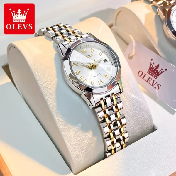 Relógios de pulso feminino, impermeável, aço inoxidável, LEVS, quartzo, elegantes, losango espelho, original, luminoso, Top Brand, novo