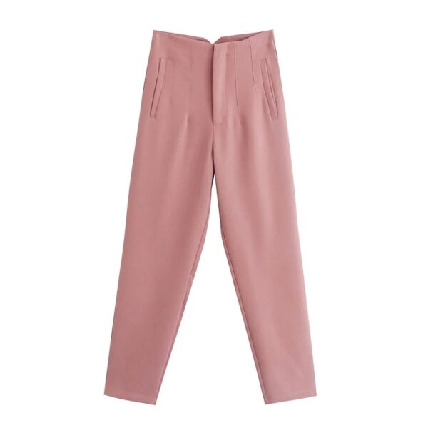 Calças feminina reta, KONDALA-moda chique, roupas de escritório, vintage, cintura alta, com zíper, 2023 - Image 15