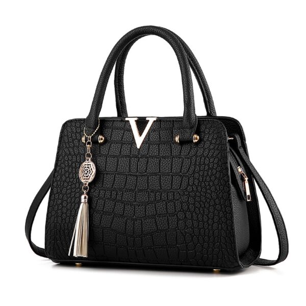 Bolsa de couro para mulheres, bolsa crocodilo, grande capacidade, designer, letras V, senhoras, alta qualidade. - Image 2