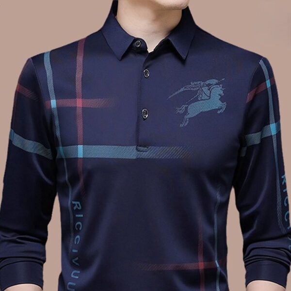 Camisetas masculina Polo gelo manga longa, camisa larga fina e lapela, tops, casual, primavera, verão, novo, 2023 - Image 8