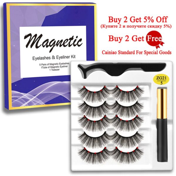 Cílios magnéticos, MB,  Set com pinças Eyeliner, cílios 3D Mink, cílios falsos naturais, Magnetique, 5 pares, Novo - Image 5