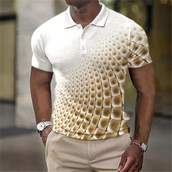 Camisetas masculina, retro Polo, manga curta, 3D manchado , casual, solta camisa de grandes dimensões, alta qualidade, roupas esportivas, tops macios - Image 3