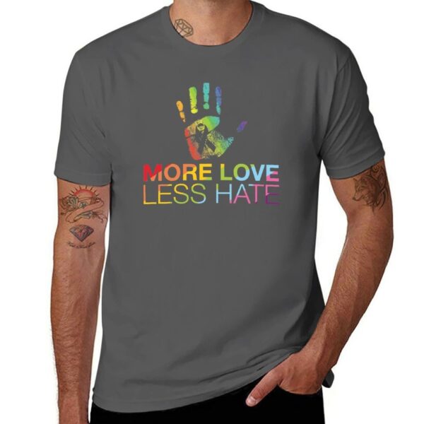 Camisetas masculina LGBTQ, More Love Less Hate, camisetas brancas roupas vintage, t-shirts - Image 9