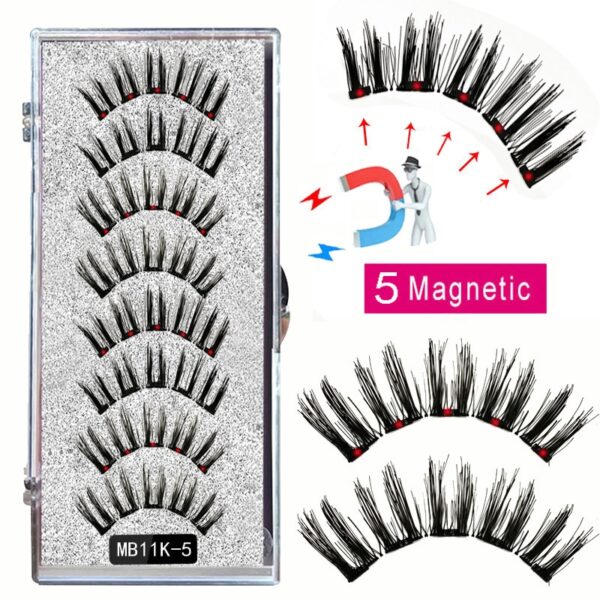 Cílios magnéticos, LEKOFO,  Natural Mink Eye Lashes, 5 Cílios Magnéticos, 4 Pares Ímãs, Faux Lashes Pinças, 8Pcs - Image 39
