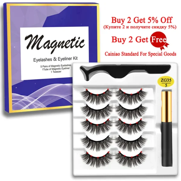 Cílios magnéticos, MB,  Set com pinças Eyeliner, cílios 3D Mink, cílios falsos naturais, Magnetique, 5 pares, Novo - Image 42