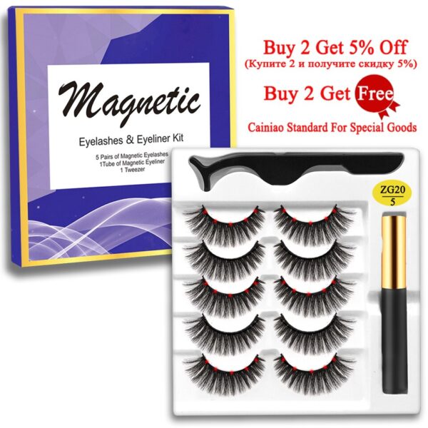 Cílios magnéticos, MB,  Set com pinças Eyeliner, cílios 3D Mink, cílios falsos naturais, Magnetique, 5 pares, Novo - Image 23