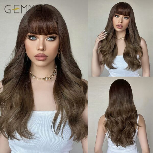 Peruca sintética longa ondulada cosplay GEMMA com Franja, peruca de cabelo natural para mulheres brancas, festa, resistente ao calor, rosa claro - Image 31