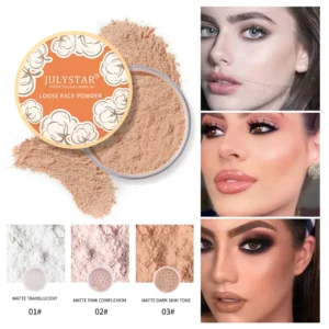 Pó facial mineral translúcido, Loose Powder Setting, Shrink Pore Impermeável Matte Finish Maquiagem Cosméticos Long-Last Oil Control