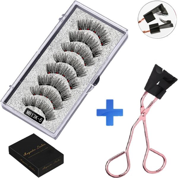 Cílios magnéticos, LEKOFO,  Natural Mink Eye Lashes, 5 Cílios Magnéticos, 4 Pares Ímãs, Faux Lashes Pinças, 8Pcs - Image 16