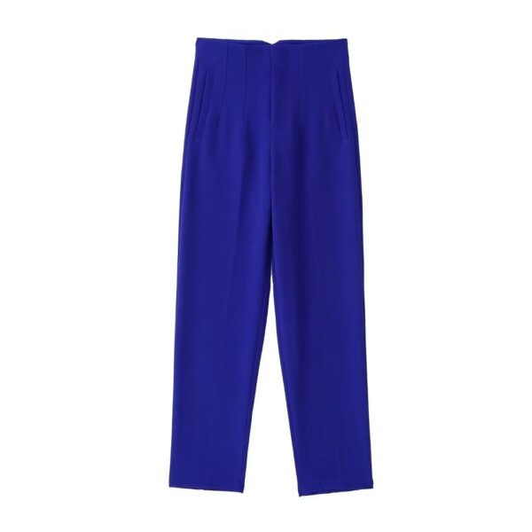 Calças feminina reta, KONDALA-moda chique, roupas de escritório, vintage, cintura alta, com zíper, 2023 - Image 11