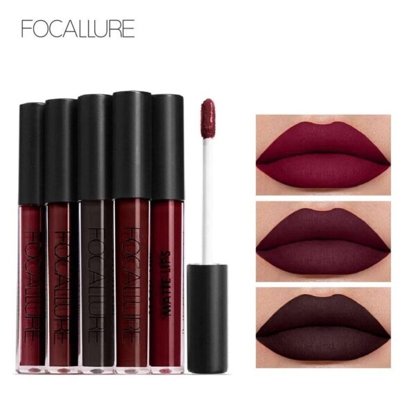 Batom brilho labial de veludo fosco, Focallure, duradouro, à prova d'água, nu, antiaderente, líquido, cosméticos