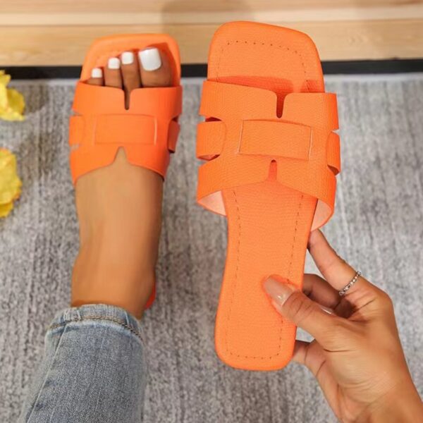 Chinelos femininos de praia ao ar livre, chinelos de luxo, planos, sandálias femininas, moda de marca, sapatos deslizantes, verão, tamanho grande 43, 2023 - Image 6