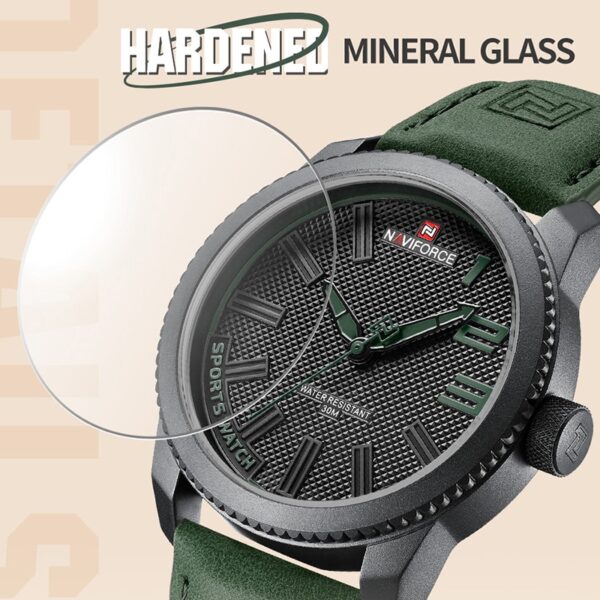 Relógio de pulso militar Naviforce, esportes anti-choque pulseira de couro à prova d água, moda relógio verde, de quartzo, de pulso. - Image 12