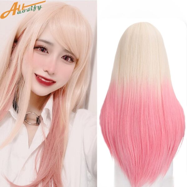Perucas de cabelo sintético, LGBTQ, Allaosify, cosplay lolita feminino acessórios de cabelo longo encaracolado onda rosa azul anime cosplay. - Image 21