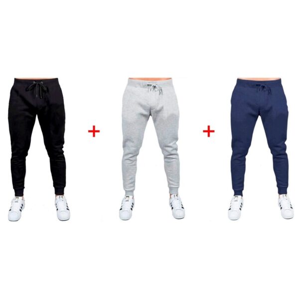 Calças de moletom Kit com 3,  Jogger de Moletom Grosso Flanelado Academia Treino, Confortavel, Premium - Image 3