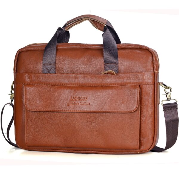 Bolsas casuais de couro genuíno, sacos para laptop, sacos masculinos de viagem de negócios, bolsa de ombro masculina - Image 5