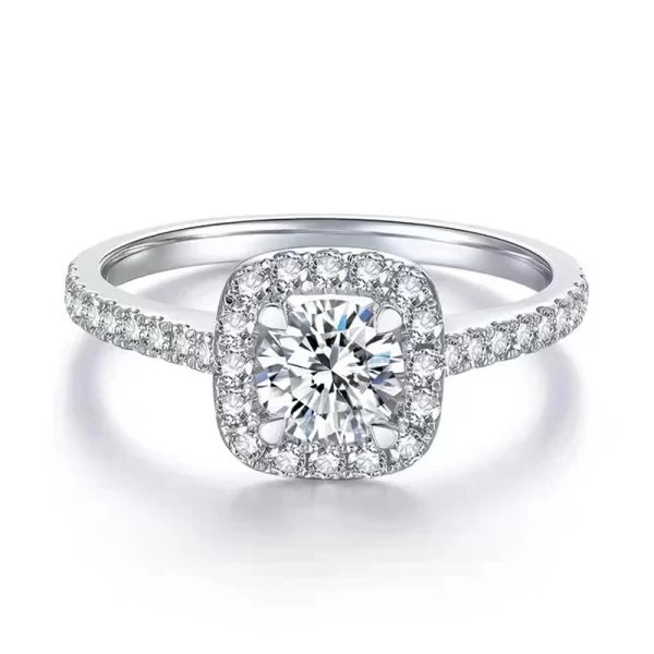 Anéis feminino, Knobspin, cor redonda moissanite anel 925 prata esterlina chapeado com 18k branco anéis de ouro para casamento banda fina jóias. - Image 5