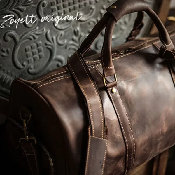 Mochila de couro, NASVA-Mochila, com compartimento de sapatos para homens, bolsas de viagem, viajante de fim de semana, sacos de bagagem vintage - Image 4