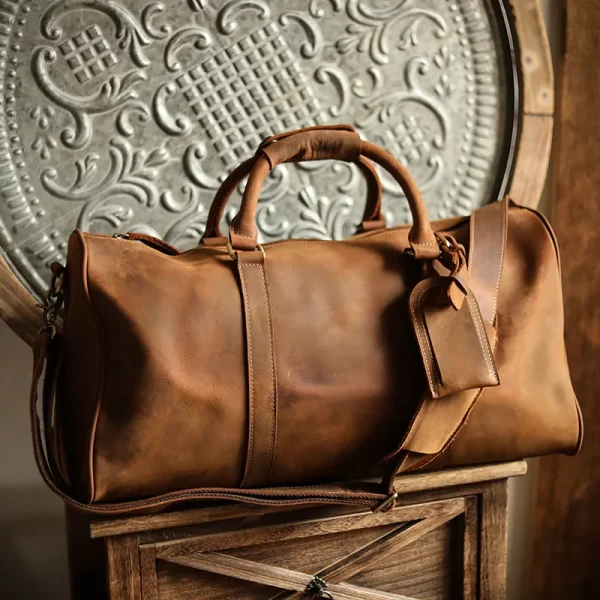 Mochila de couro, NASVA-Mochila, com compartimento de sapatos para homens, bolsas de viagem, viajante de fim de semana, sacos de bagagem vintage - Image 8