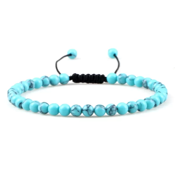Pulseiras unissex mini pedra natural, ajustável 4mm contas de chakra pulseira mini pedra natural agats lava olho de tigre frisado. - Image 19