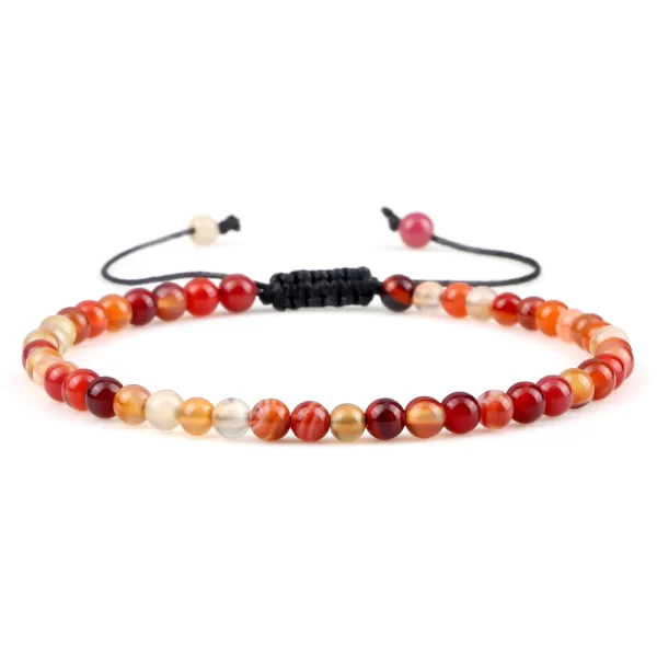 Pulseiras unissex mini pedra natural, ajustável 4mm contas de chakra pulseira mini pedra natural agats lava olho de tigre frisado. - Image 46
