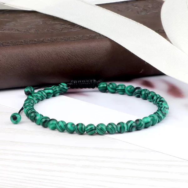 Pulseiras unissex mini pedra natural, ajustável 4mm contas de chakra pulseira mini pedra natural agats lava olho de tigre frisado. - Image 4