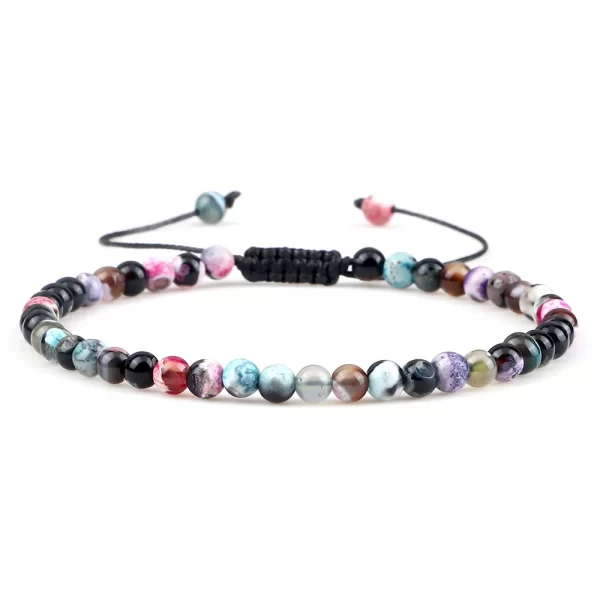 Pulseiras unissex mini pedra natural, ajustável 4mm contas de chakra pulseira mini pedra natural agats lava olho de tigre frisado. - Image 37