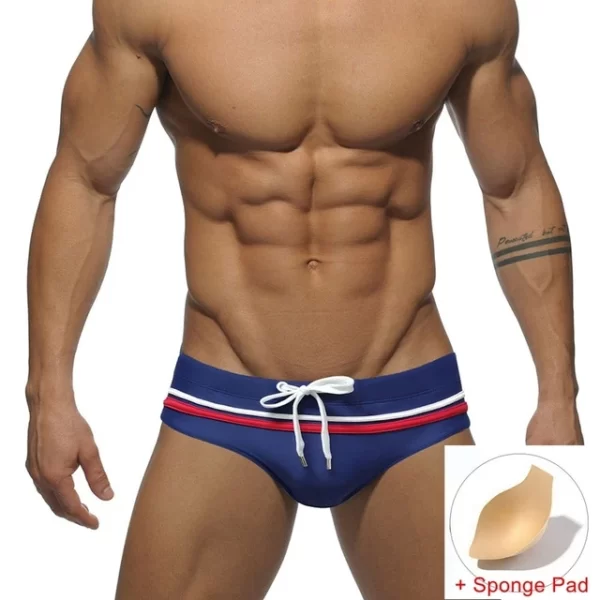 Sungas masculina, short de praia sexy, cuecas de natação para homens com cintura baixa e cor sólida, corda branca e amarela - Image 7