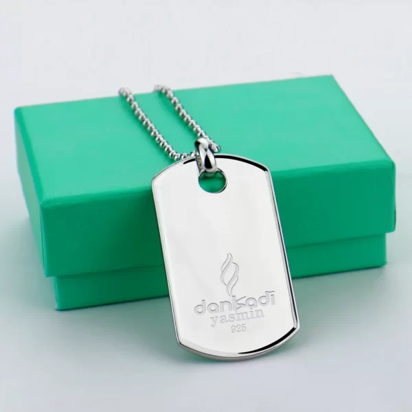 Colar de prata esterlina 925 para homens e mulheres, estilo simples clássico, retângulo, cartão de tag quadrado, moda. - Image 3
