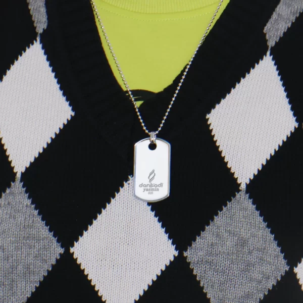 Colar de prata esterlina 925 para homens e mulheres, estilo simples clássico, retângulo, cartão de tag quadrado, moda. - Image 5