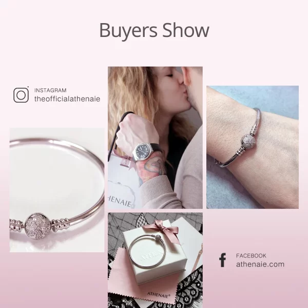 Pulseiras feminina, Athenaie 925 prata esterlina pave claro cz margaridas flor amor fecho básico encantos  jóias - Image 5