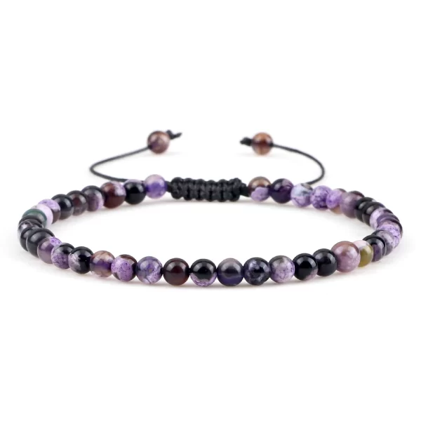 Pulseiras unissex mini pedra natural, ajustável 4mm contas de chakra pulseira mini pedra natural agats lava olho de tigre frisado. - Image 36
