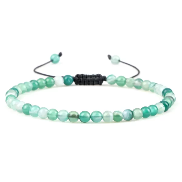 Pulseiras unissex mini pedra natural, ajustável 4mm contas de chakra pulseira mini pedra natural agats lava olho de tigre frisado. - Image 39