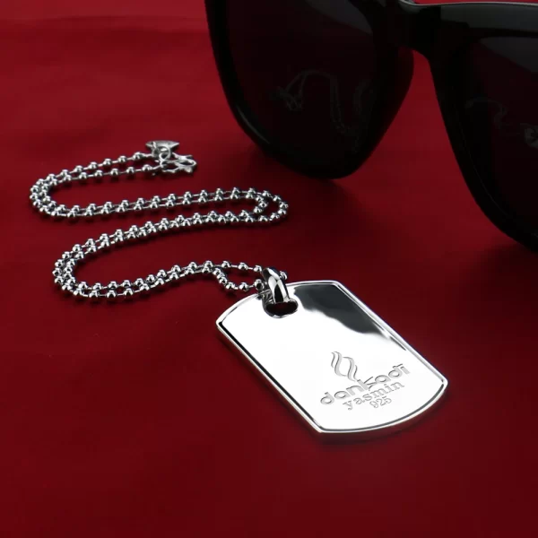 Colar de prata esterlina 925 para homens e mulheres, estilo simples clássico, retângulo, cartão de tag quadrado, moda. - Image 4