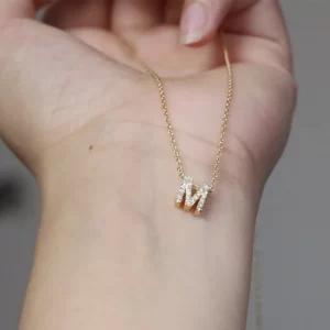 Colar letra inicial, unissex nome pequeno simples letra, na moda cor do ouro, CZ alfabeto charme, aço inoxidável corrente fina